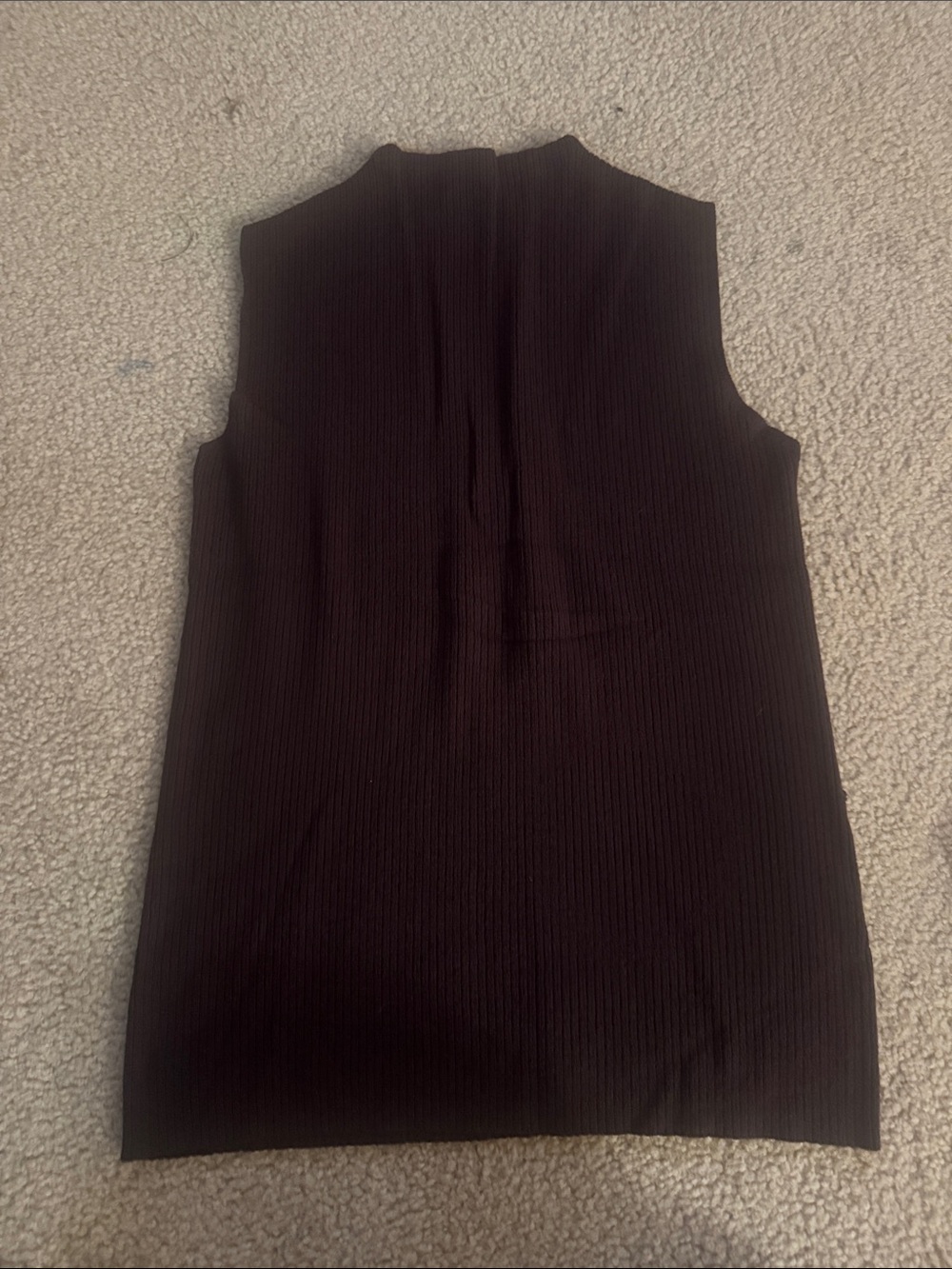 Ann Taylor Black Ribbed Sleeveless Mock Neck Tank